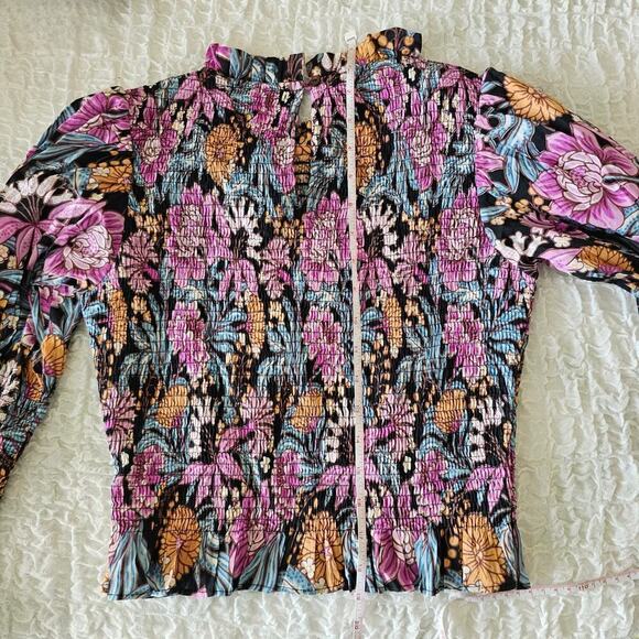 Anthropologie Banjanan Agnes Blouse Small Black Multicolor - Picture 8 of 9